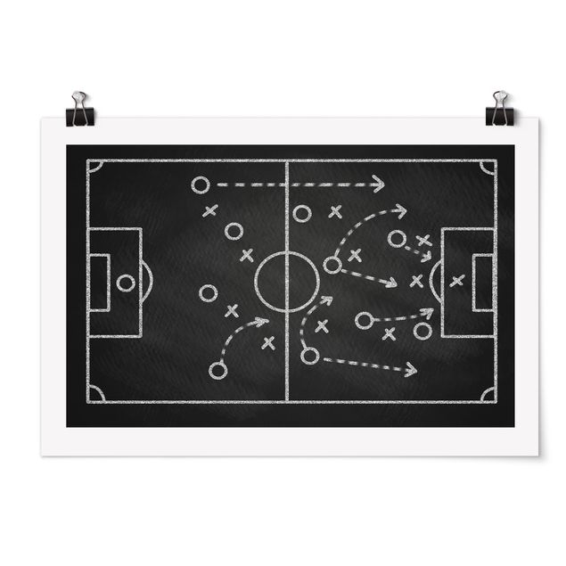 Cuadros modernos y elegantes Football Strategy On Blackboard