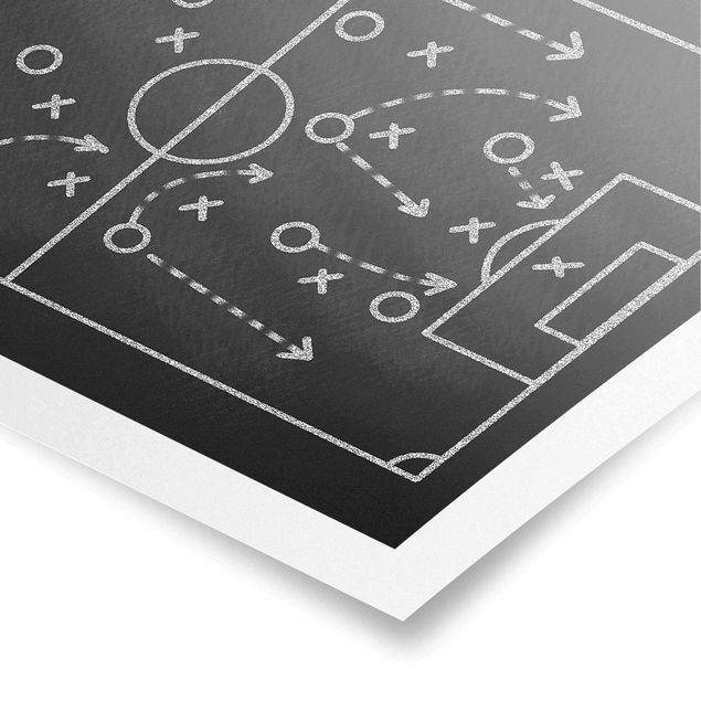 Cuadros modernos blanco y negro Football Strategy On Blackboard