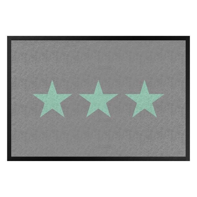 Felpudos estrella Three Stars Grey Mint