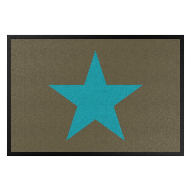 Felpudos estrella Star In Brown Turqoise Blue