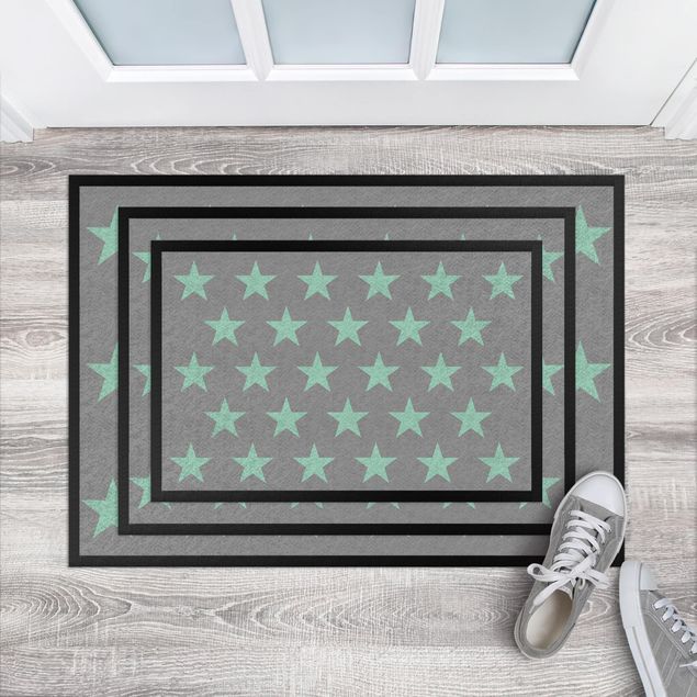 Alfombras modernas Stars Staggered Grey Mint
