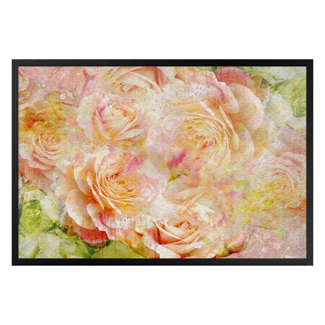 Felpudos flores Watercolour Pastel Rose