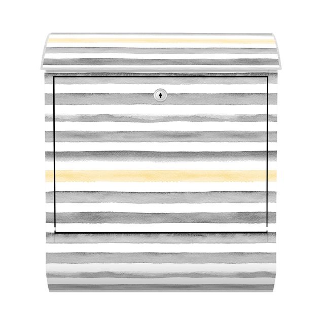 Buzón gris antracita Yellow And Grey Watercolour Stripes
