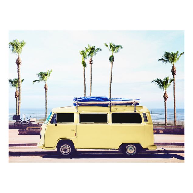 Cuadros de cristal playas Yellow Surfer VW Bus