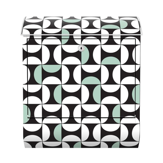 Buzón negro Geometrical Tile Arches Mint Green With Border