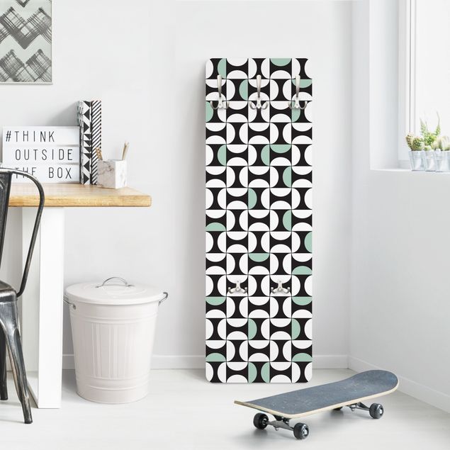 Perchero negro pared Geometrical Tile Arches Mint Green With Border