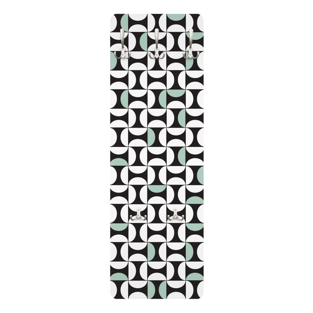 Perchero madera pared Geometrical Tile Arches Mint Green With Border