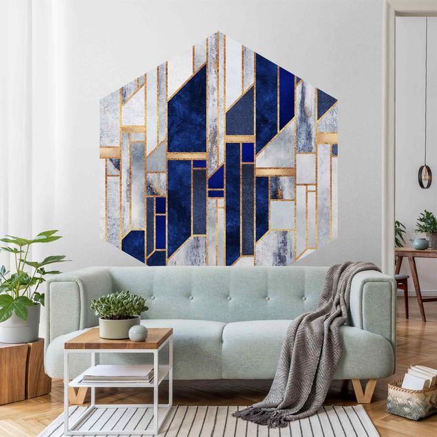 Papel pintado con patrones Geometric Shapes With Gold
