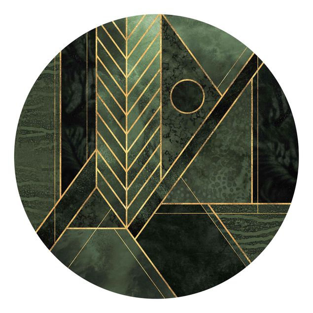 Papel pintado moderno Geometric Shapes Emerald Gold
