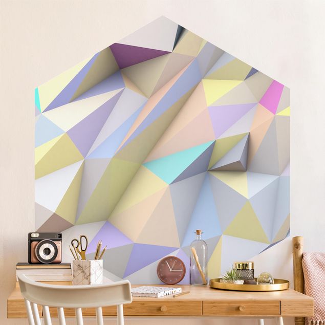 Decoración habitacion bebé Geometrical Pastel Triangles In 3D