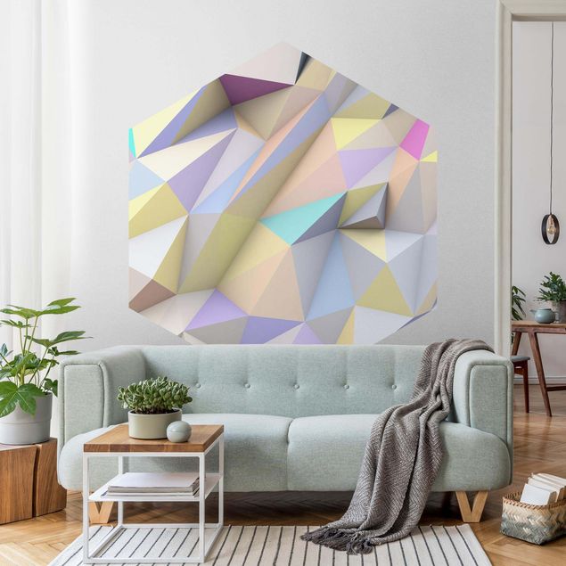 Papel pared 3d Geometrical Pastel Triangles In 3D