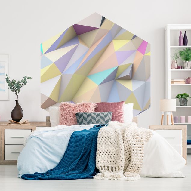 Papel pintado con patrones Geometrical Pastel Triangles In 3D