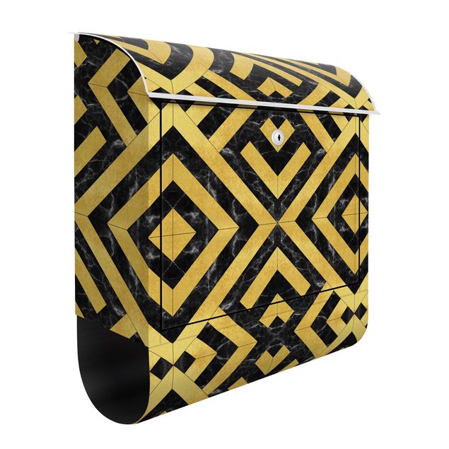 Buzón negro Geometrical Tile Mix Art Deco Gold Black Marble