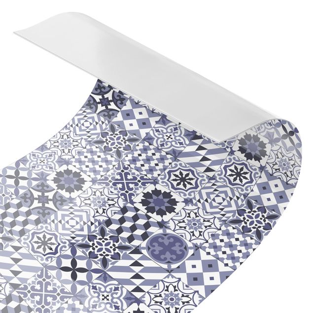 Küchenrückwand - Geometrischer Fliesenmix Violett