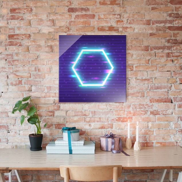 Cuadros morados Geometrical Hexagon In Neon Colours