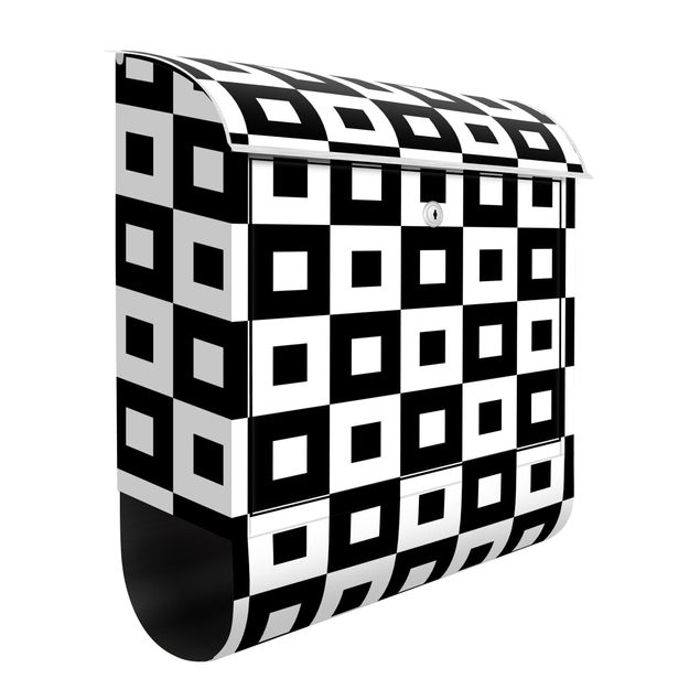 Buzón blanco y negro Geometrical Pattern Of Black And White Squares,