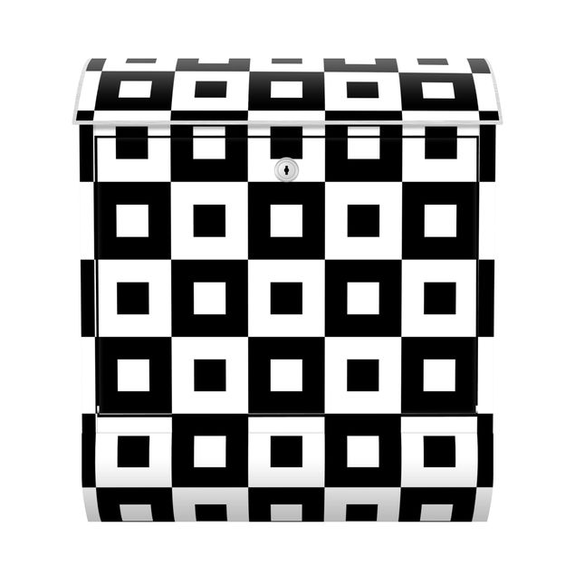 Buzón negro Geometrical Pattern Of Black And White Squares,