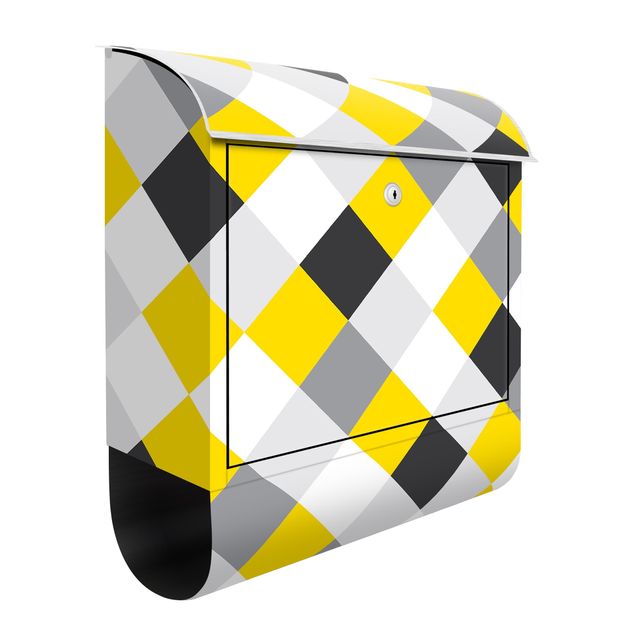 Buzones amarillos correos Geometrical Pattern Rotated Chessboard Yellow