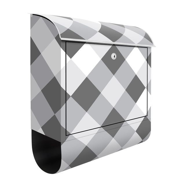 Buzón antracita Geometrical Pattern Rotated Chessboard Grey