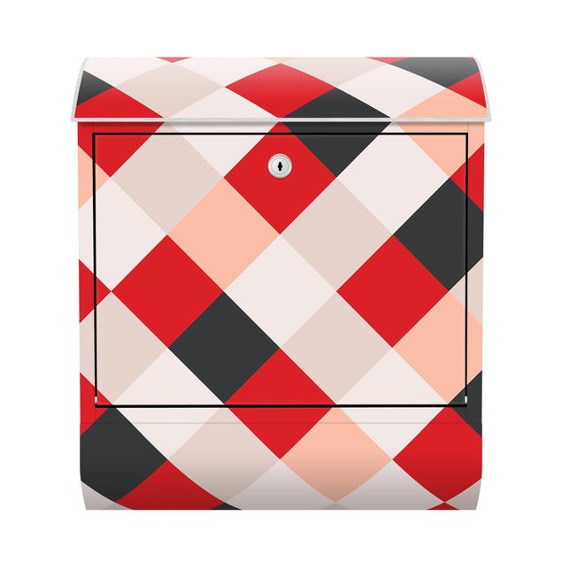 Buzones Geometrical Pattern Rotated Chessboard Red