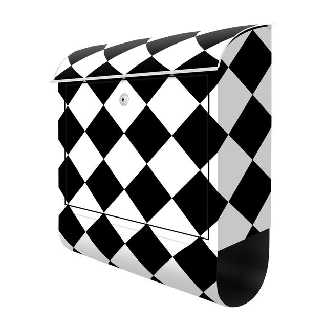Buzón exterior Geometrical Pattern Rotated Chessboard Black And White