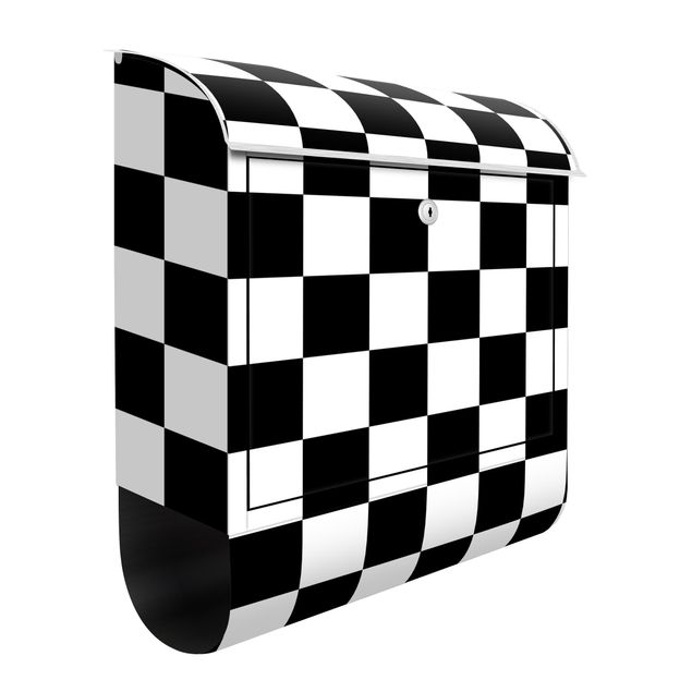 Buzón blanco y negro Geometrical Pattern Chessboard Black And White