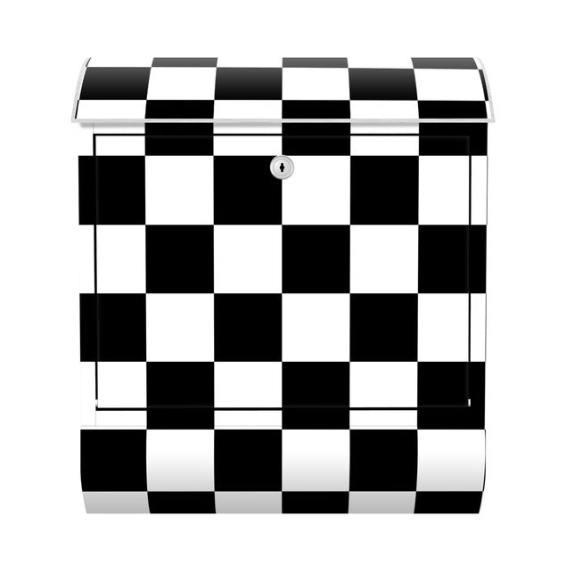 Buzón negro Geometrical Pattern Chessboard Black And White