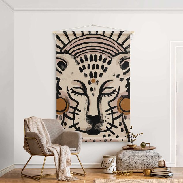Tapices boho Cheetah with Pearl Earrings Illustration