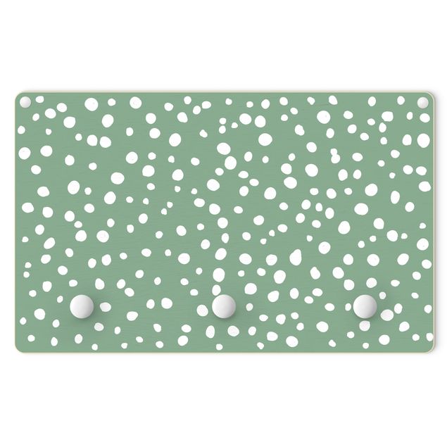 Percha pared Drawn Little Dots On Moss Green