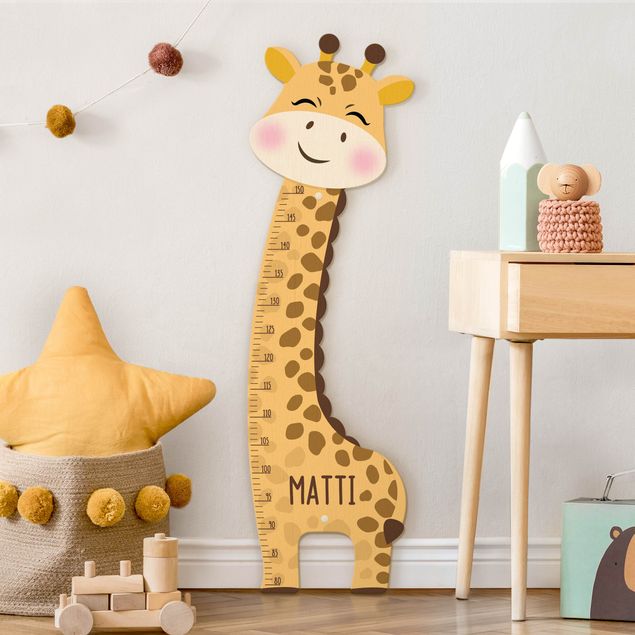 Medidor infantil de pared Giraffe boy with custom name