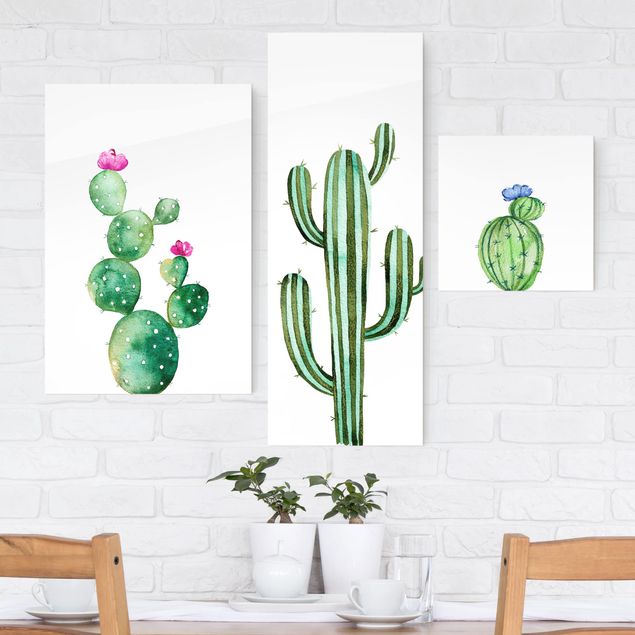 Decoración en la cocina Watercolour Cactus Set