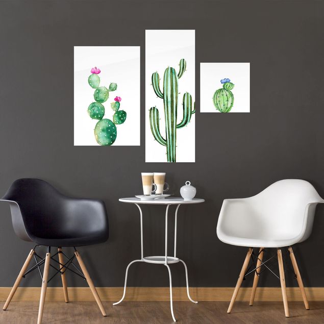 Cuadros de cristal flores Watercolour Cactus Set