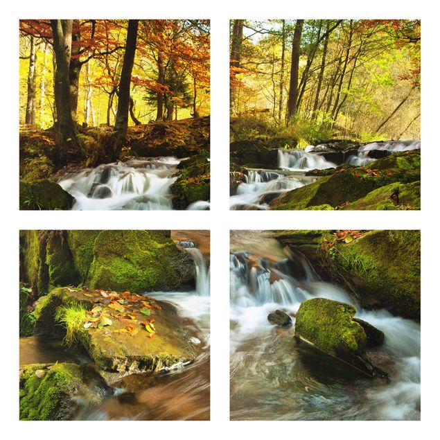 Cuadros de paisajes naturales  Waterfall Autumnal Forest