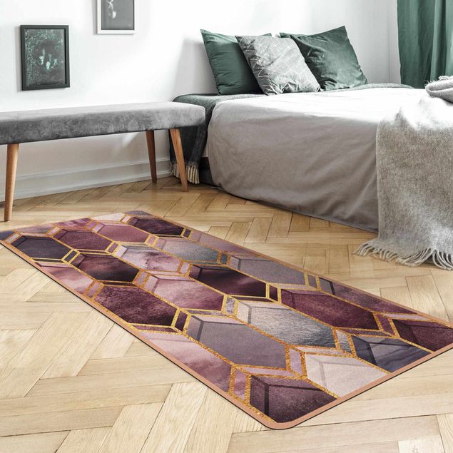 Alfombras grandes Stained Glass Geometric Rose Gold