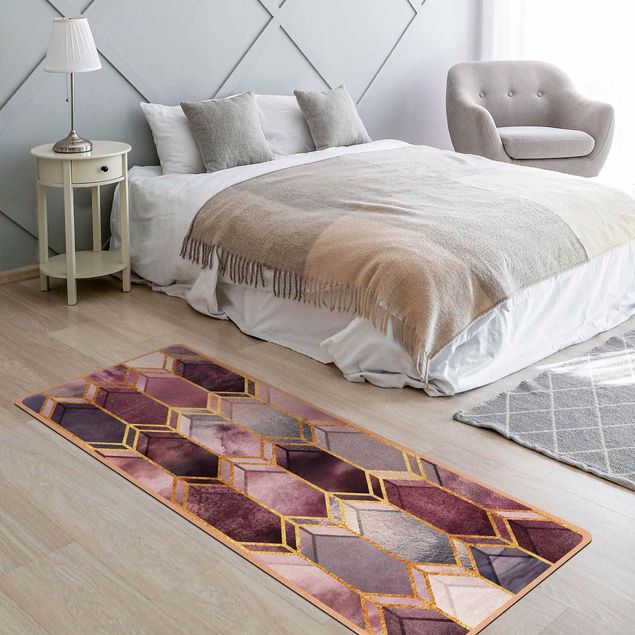 Alfombras abstractas Stained Glass Geometric Rose Gold