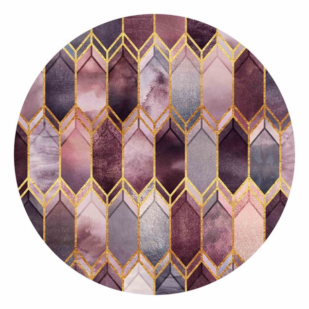 Papel pintado moderno Stained Glass Geometric Rose Gold