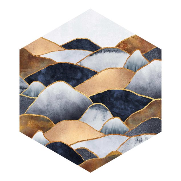 Cuadros Elisabeth Fredriksson Golden Mountains Watercolour