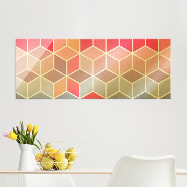 Cuadros de cristal abstractos Golden Geometry - Colourful Pastel