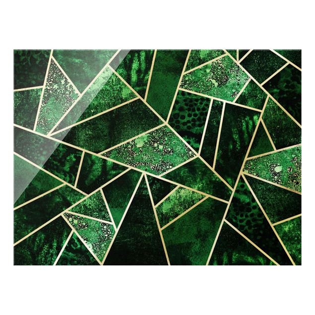 Cuadros verdes Golden Geometry - Dark Emerald