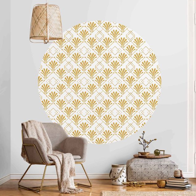 Papel pared dorado Golden Glitter Look With Art Deco Pattern
