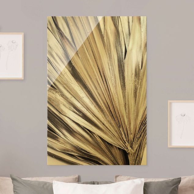 Cuadros de cristal flores Golden Palm Leaves