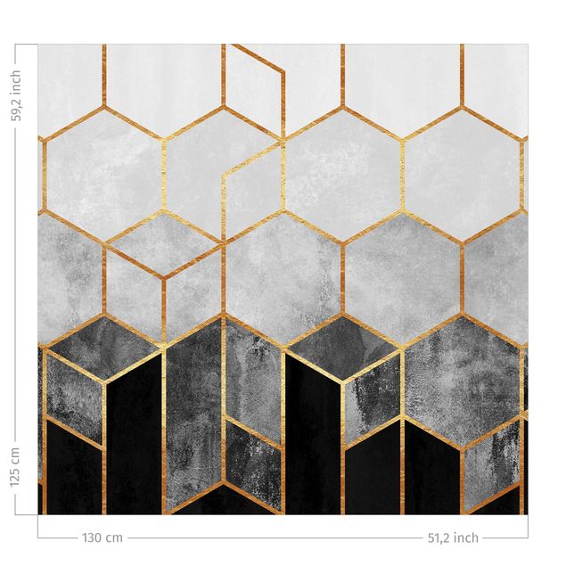 Cortinas con patrones Golden Hexagons Black And White