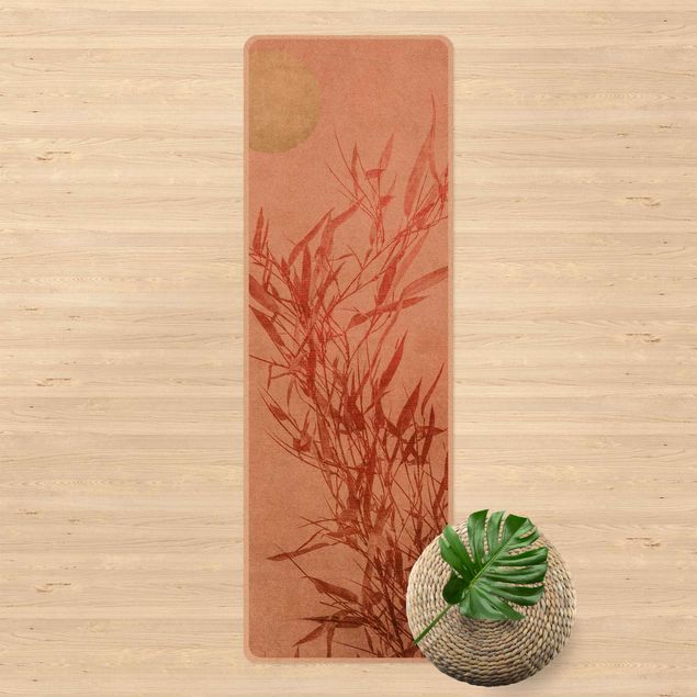 Alfombra diseño bambú Golden Sun Pink Bamboo
