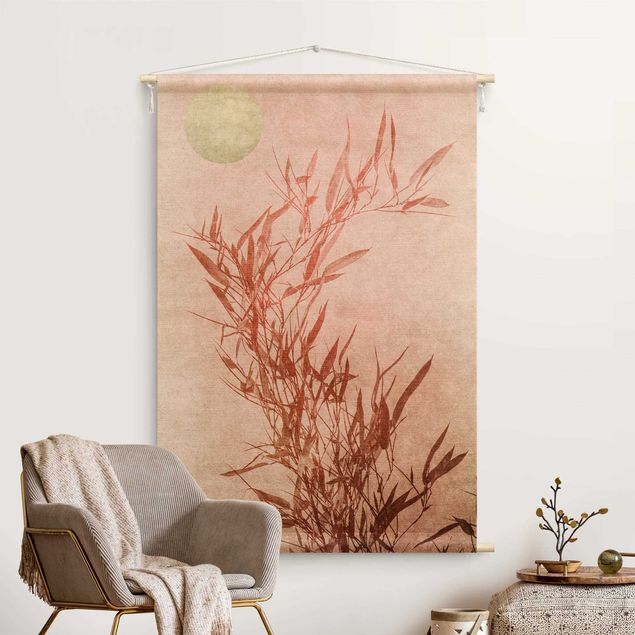 Tapices de pared modernos Golden Sun Pink Bamboo