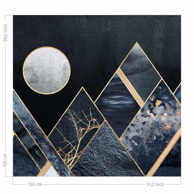 cortina a medida Golden Moon Abstract Black Mountains