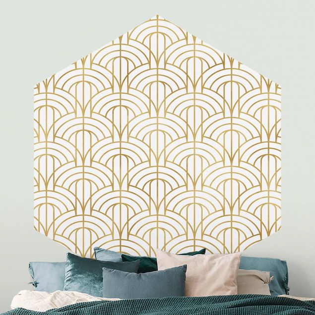 Papel pintado geométrico Golden Art Deco Pattern XXL