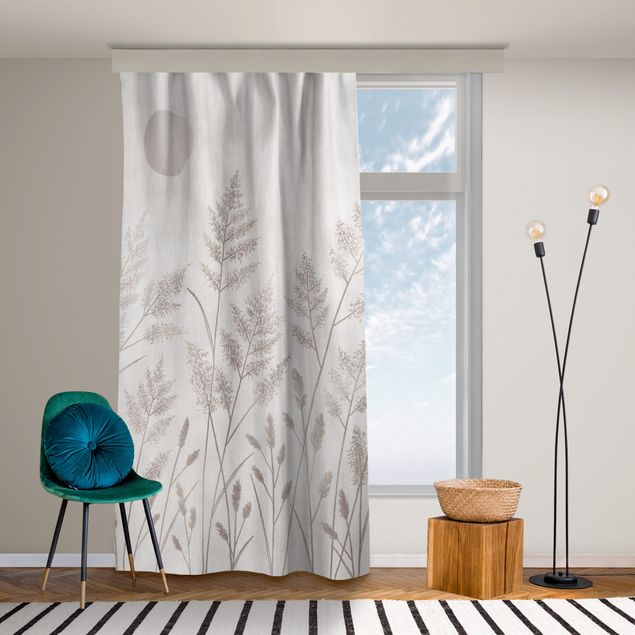 cortinas a medida on line Grasses And Moon In Silver