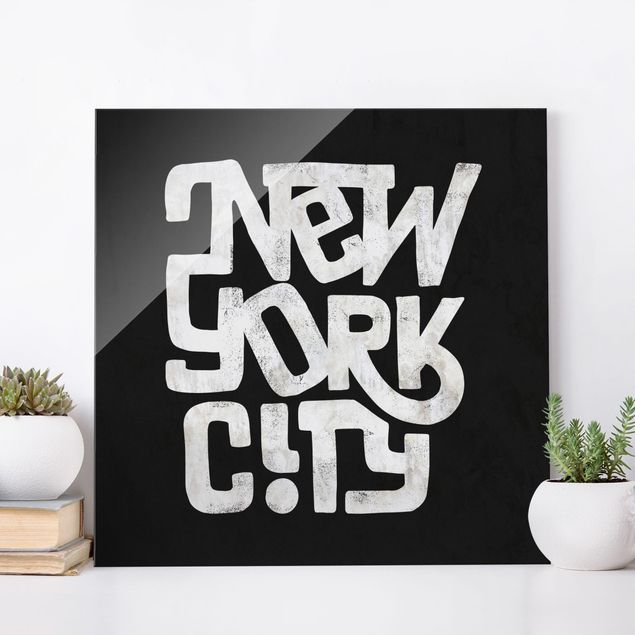 Cuadros de cristal Nueva York Graffiti Art Calligraphy New York City Black