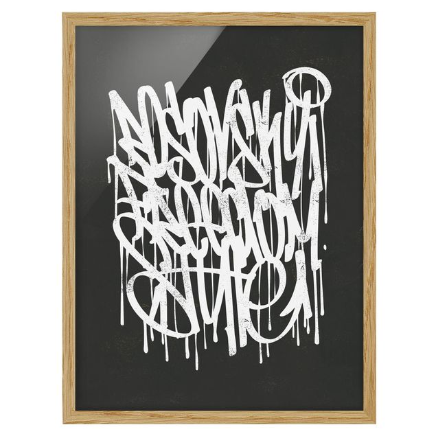 Cuadros a blanco y negro Graffiti Art Freedom Style
