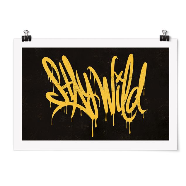 Cuadros tonos amarillos Graffiti Art Stay Wild